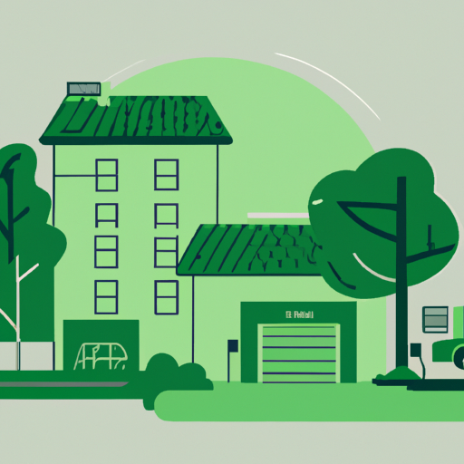 Green Real Estate. in 60s Flat Illustration style